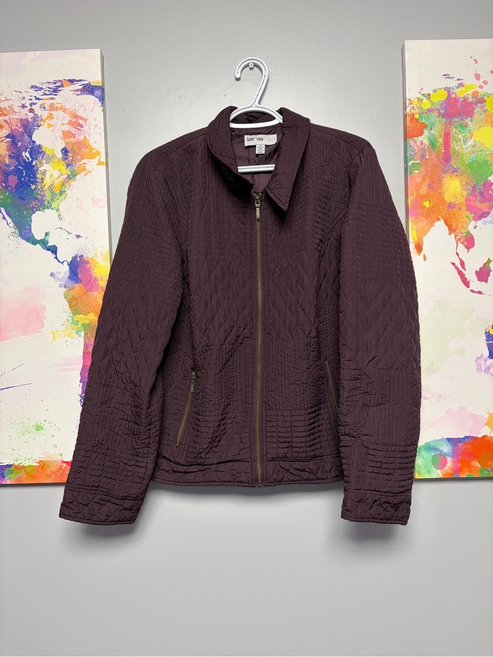 Purple Quilted Puffer Jacket with Zipper